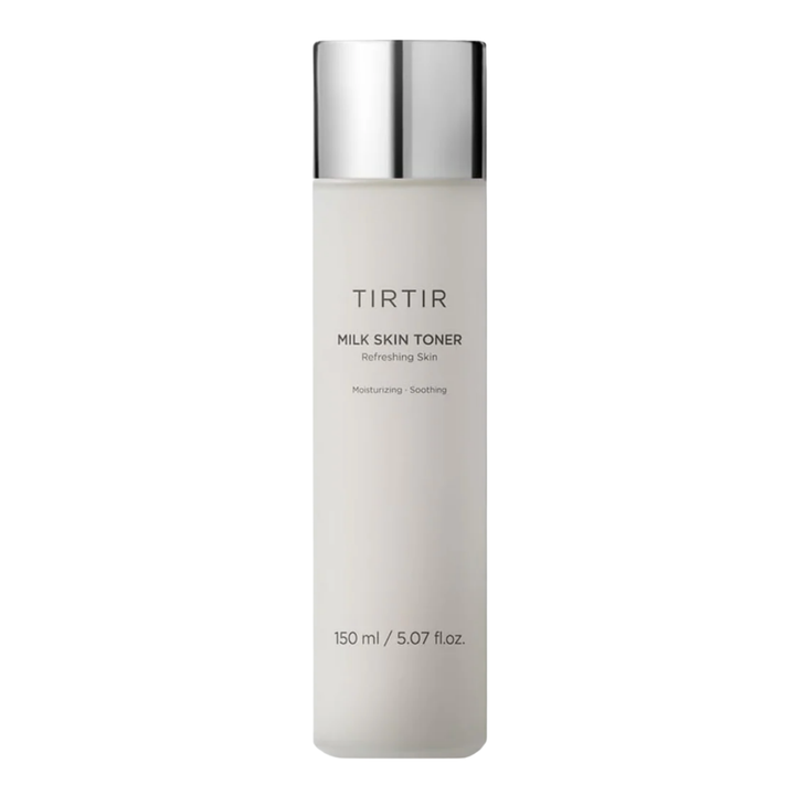 TIRTIR milk skin toner bottle on a white background