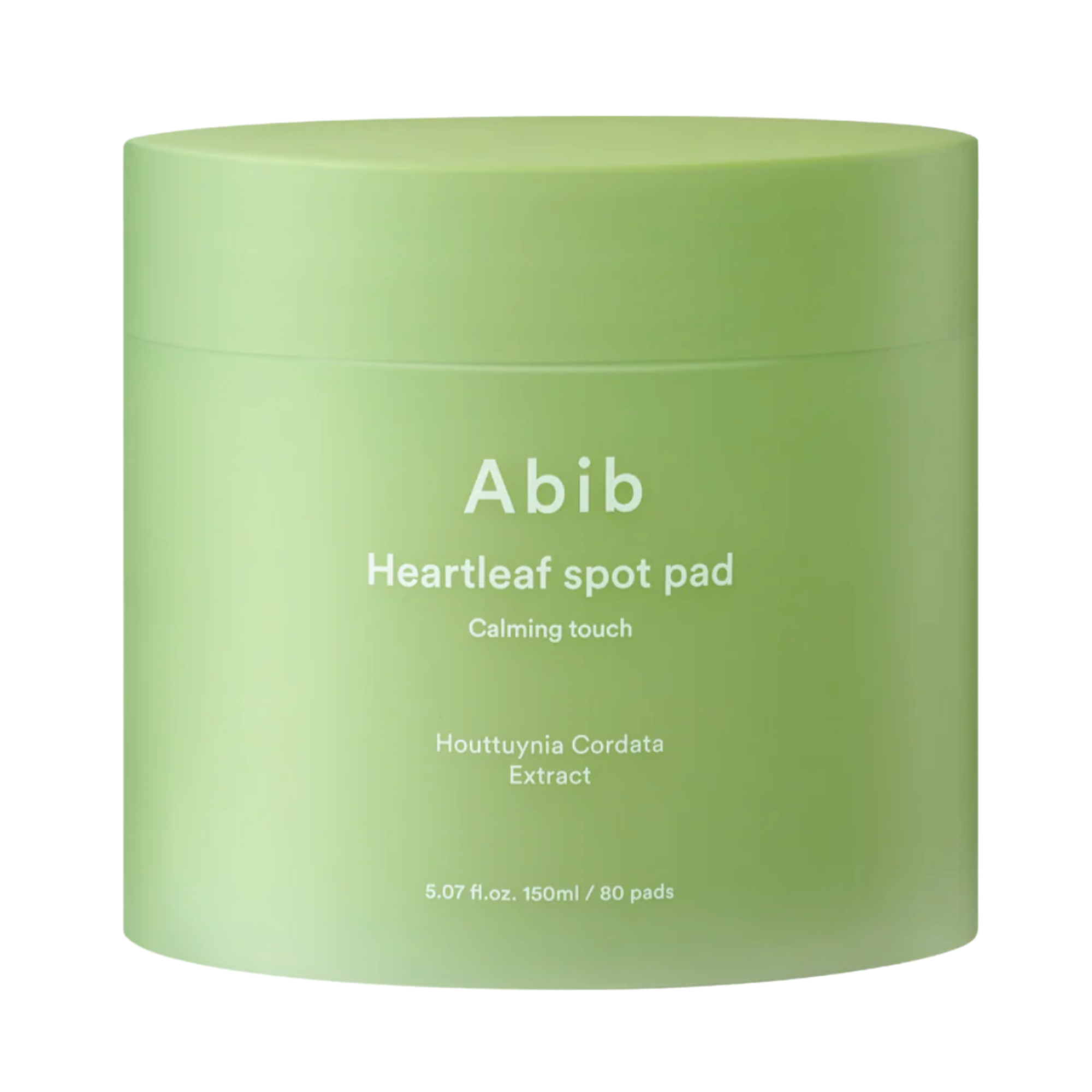 Green container of Abib Heartleaf spot pad on a white background