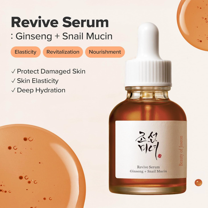 Revive Serum: Ginseng + Snail Mucin 30 ml – Elasticity, Repair & Glow