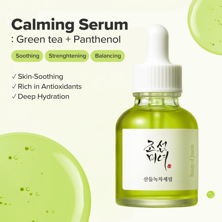 Calming Serum: Green Tea + Panthenol 30 ml – Soothing Serum For Red, Sensitive, Acne-Prone Skin