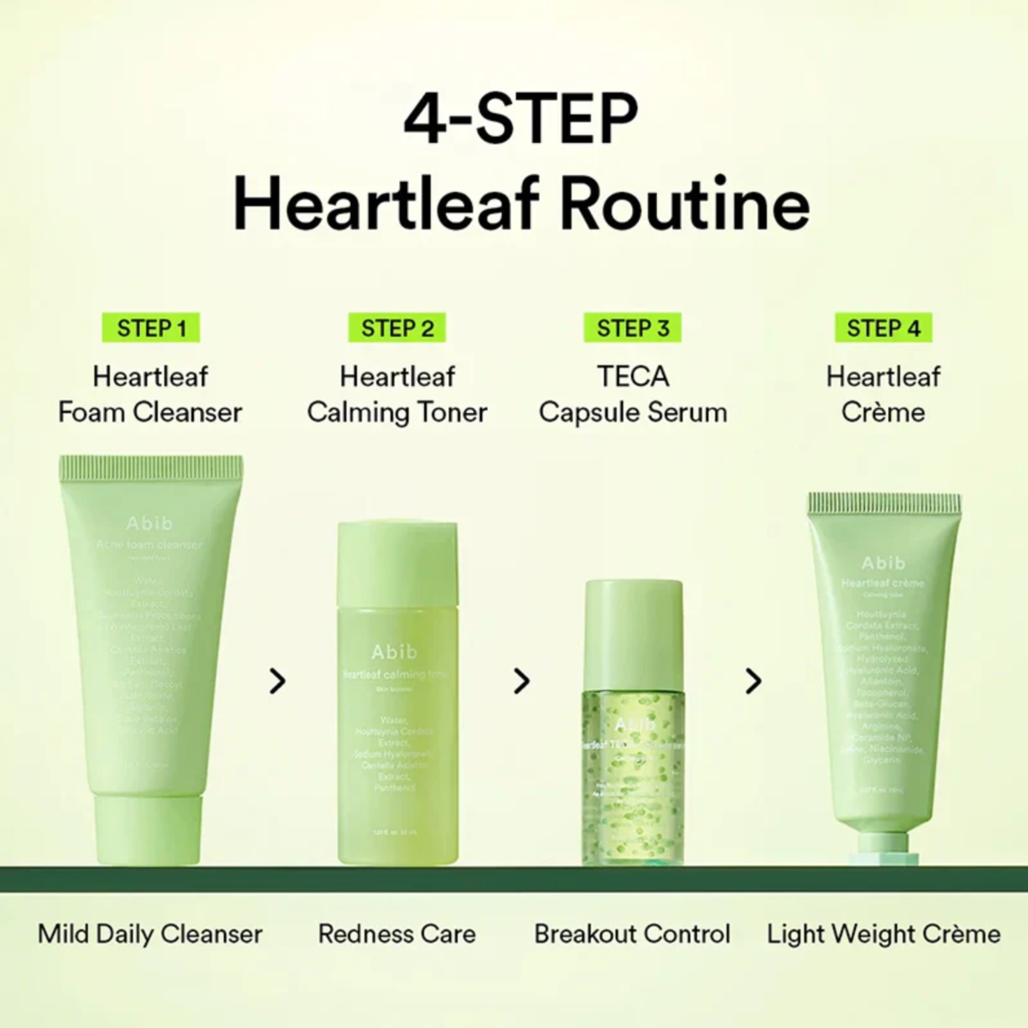 Heartleaf Calming Trial Kit – 4-Step Soothing Routine (Travel Size)