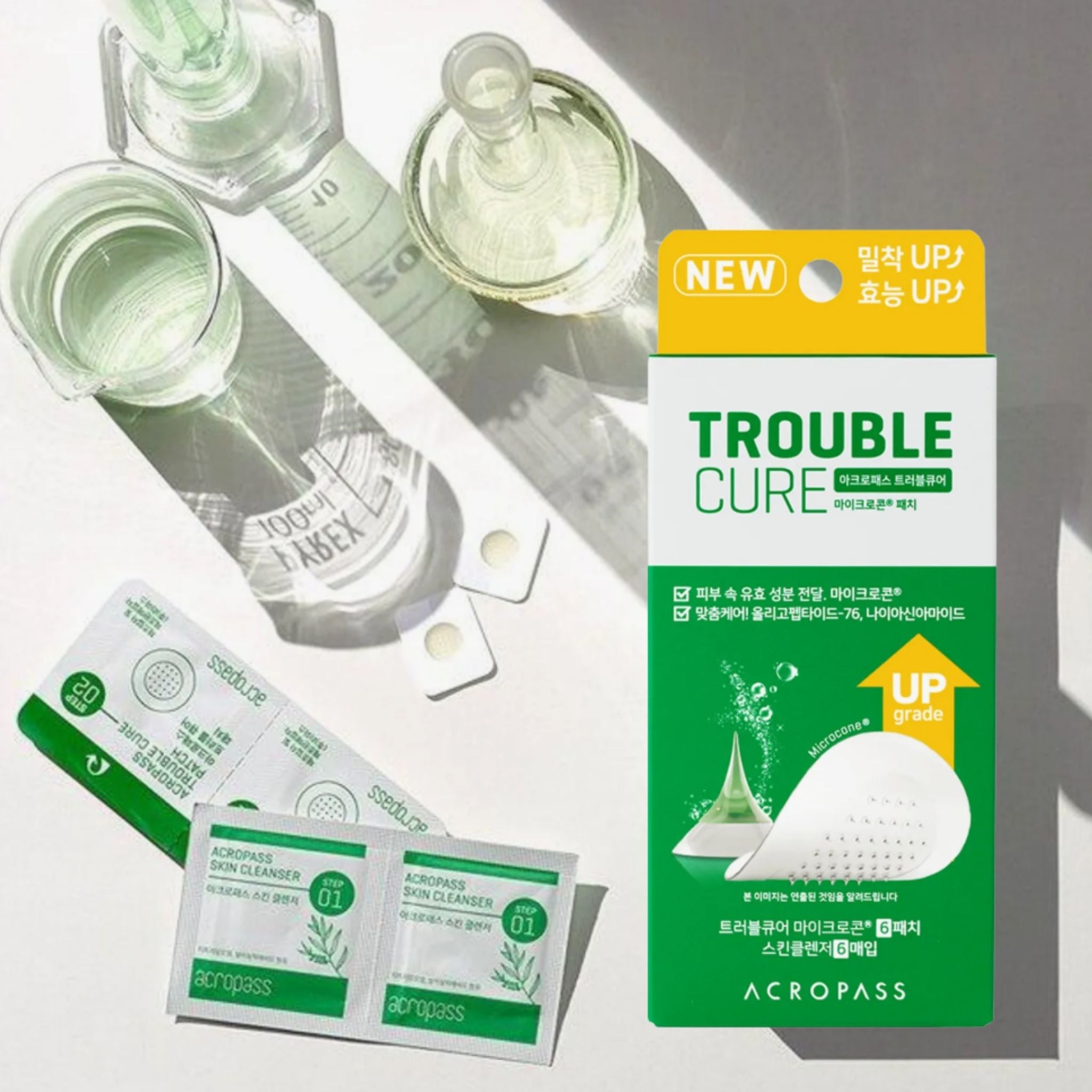 Acropass Trouble-Cure Dissolving Microneedle Patch kit (6 patches with cleansing swabs)