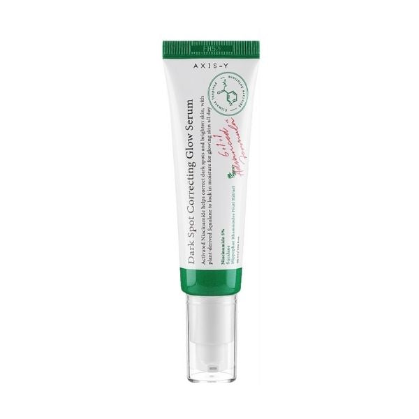 Tube of Axis-Y Dark Spot Correcting Glow Serum on a white background