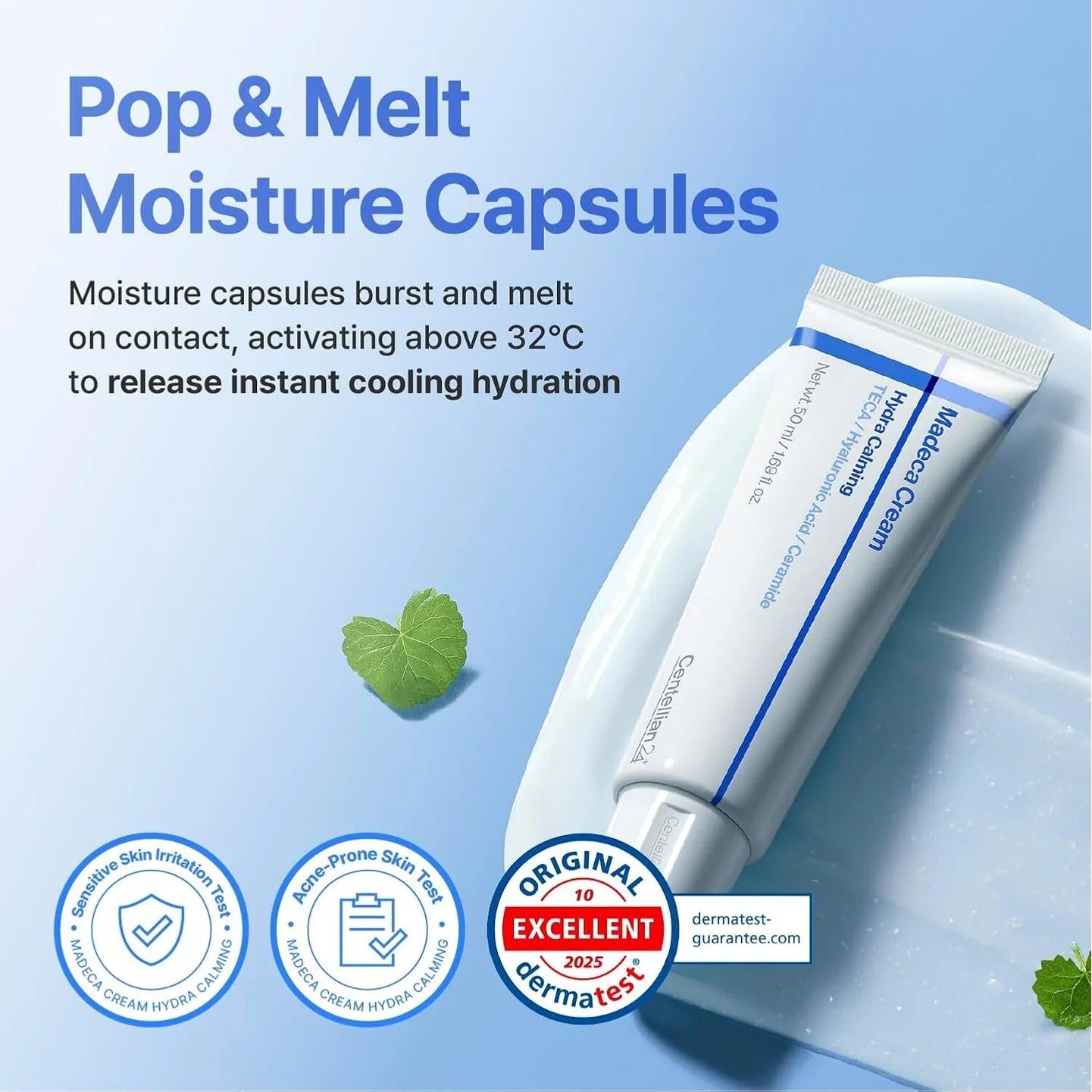 Moisture capsules melting into skin