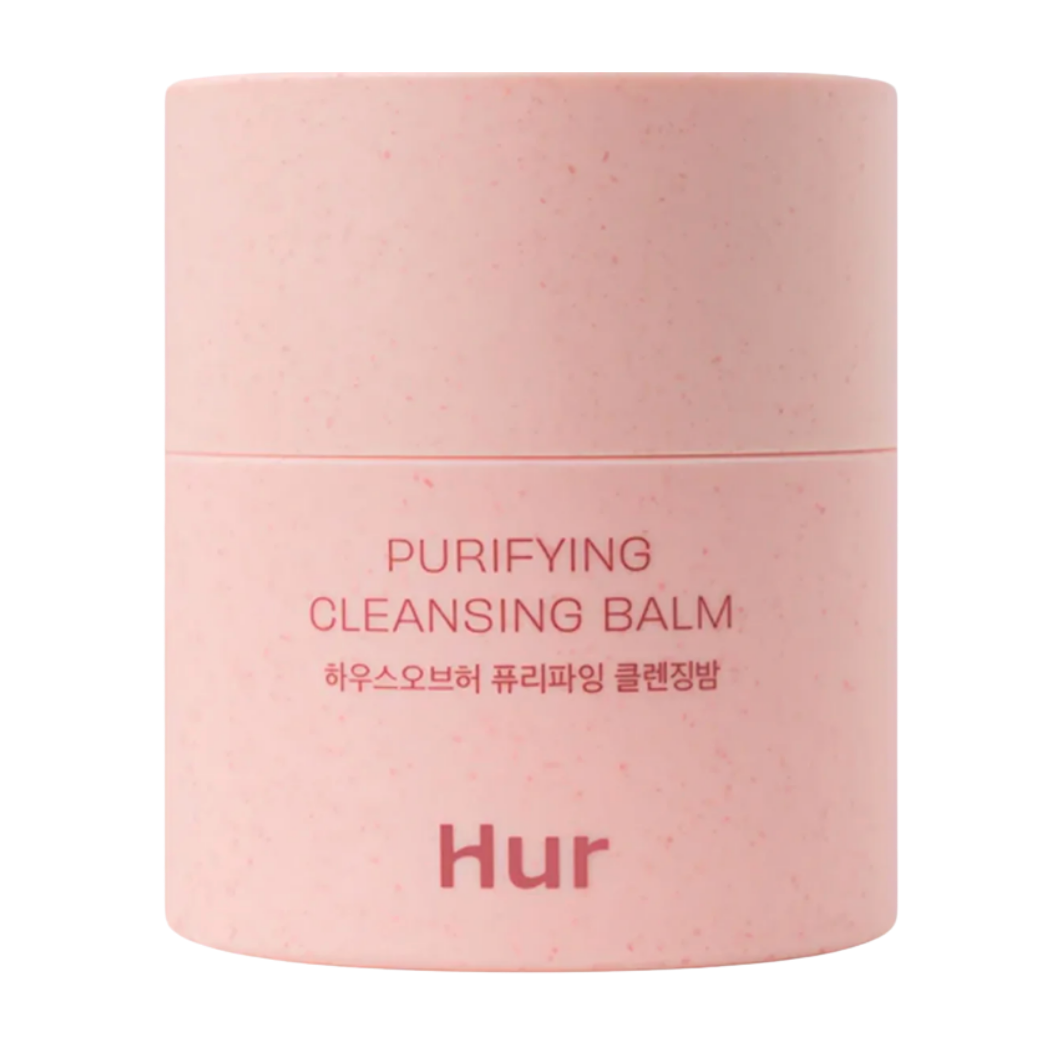 Pink jar of 'Purifying Cleansing Balm' by Hur on a white background