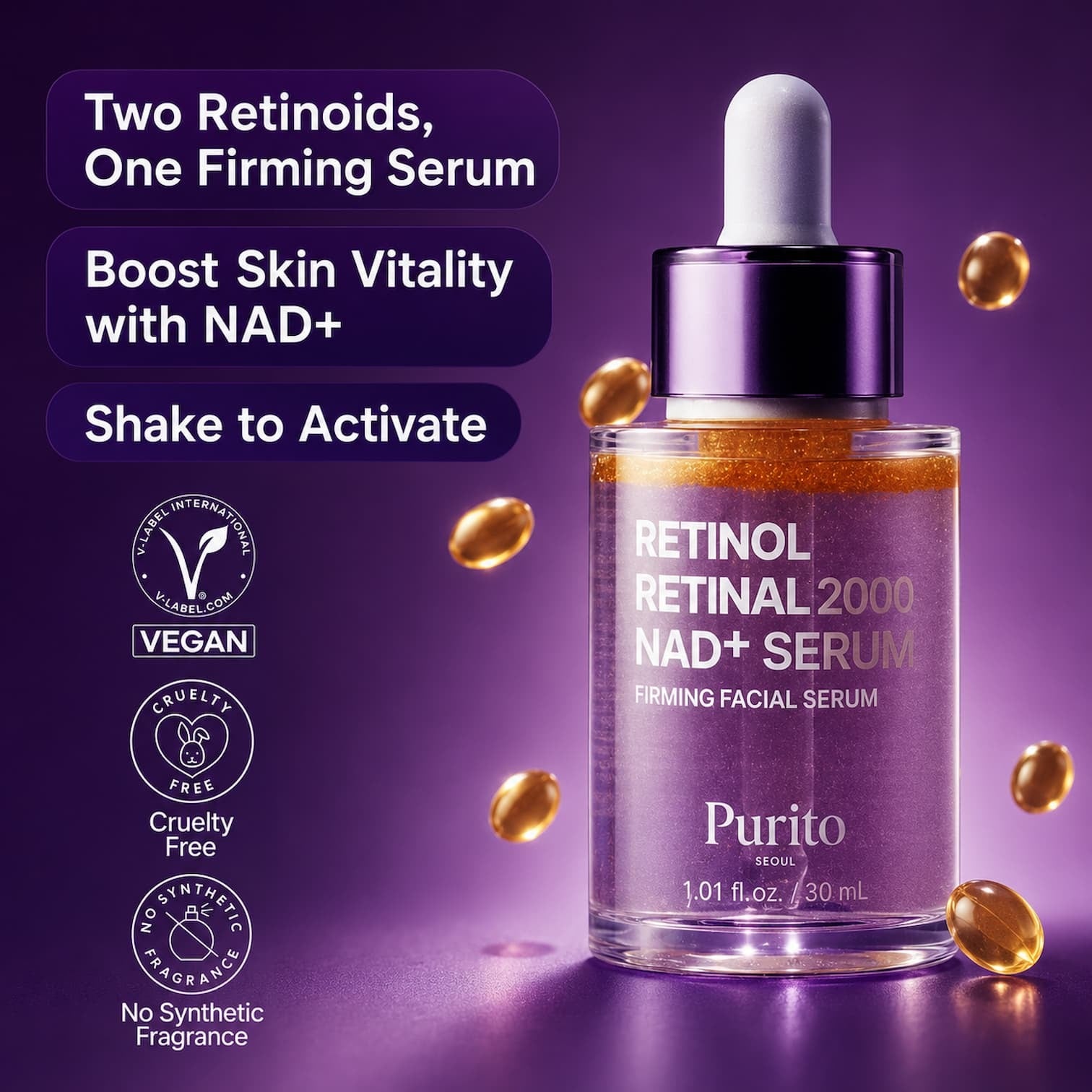 Purito Retinol Retinal 2000 NAD+ Serum: two retinoids